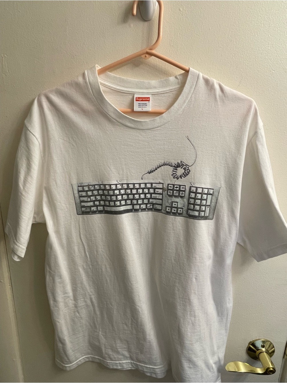 Supreme White Graphic Keyboard T-Shirt, 100% cotton